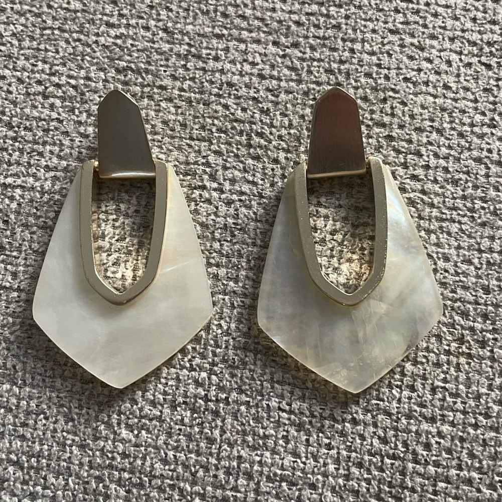 Kendra Scott Gold and Ivory Drop Earrings